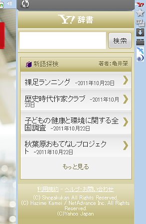 Operaパネル:iPhone版Yahoo!辞書(拡大)